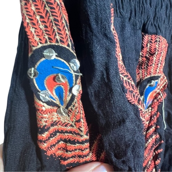 Cassee's Black Orange Strapless Peacock Sequin Dress Large - Picture 8 of 11